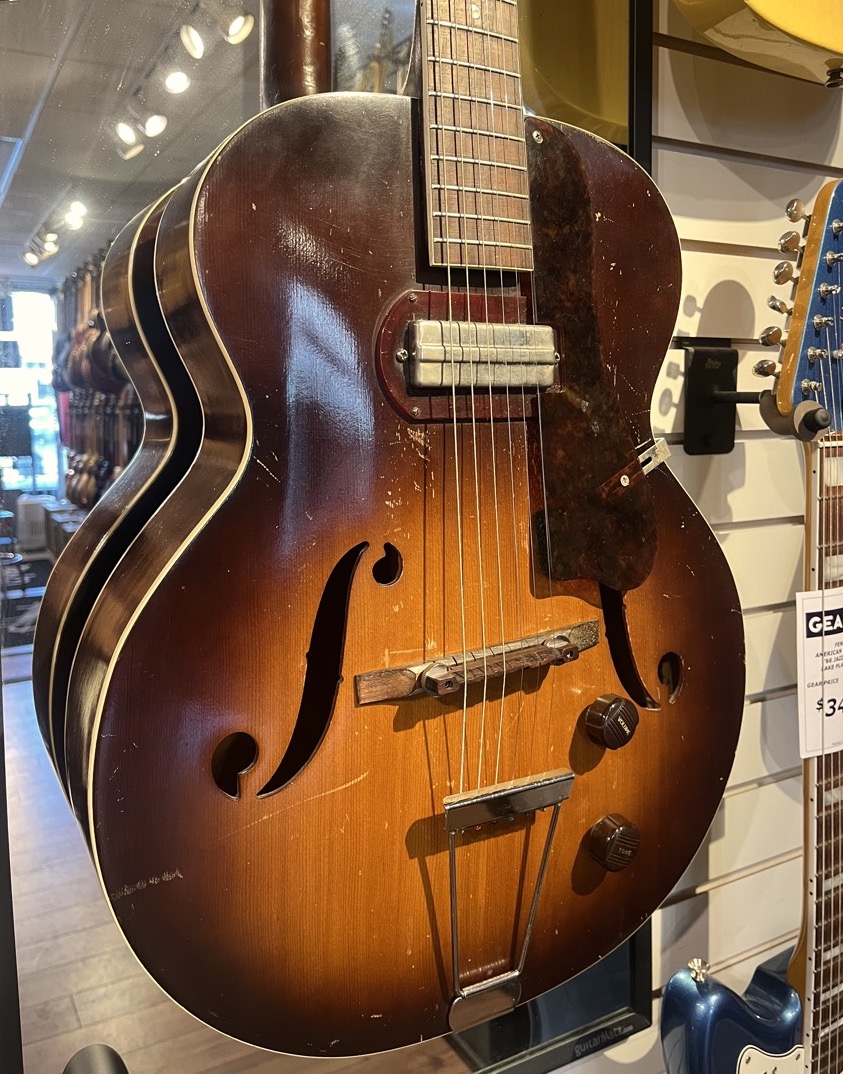 Harmony Montgomery Wards H51 8384 Archtop Guitar P13 Pickup w/Case &mdash; view 5
