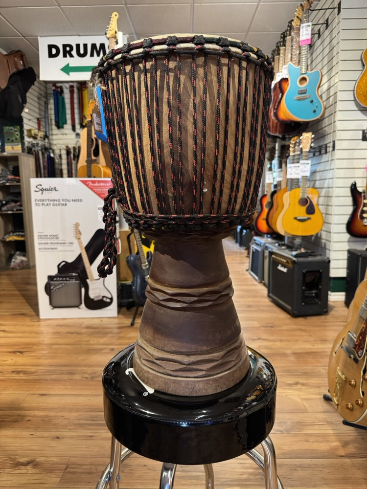 African Djembe 11.5" x 22" Solid Woods, Rope Tuned
