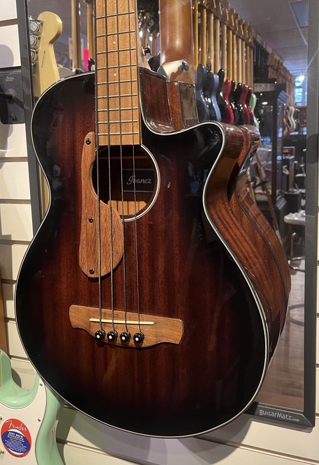 Ibanez AEGB24E 4 String Acoustic Electric Bass Guitar - Mahogany Sunburst &mdash; view 2
