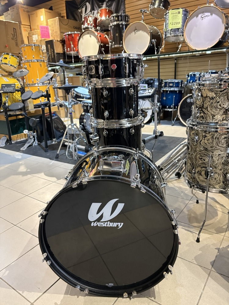 Westbury Beginner 5 PC Drum Kit Black w/Harware, Cymbals- CONSIGNMENT